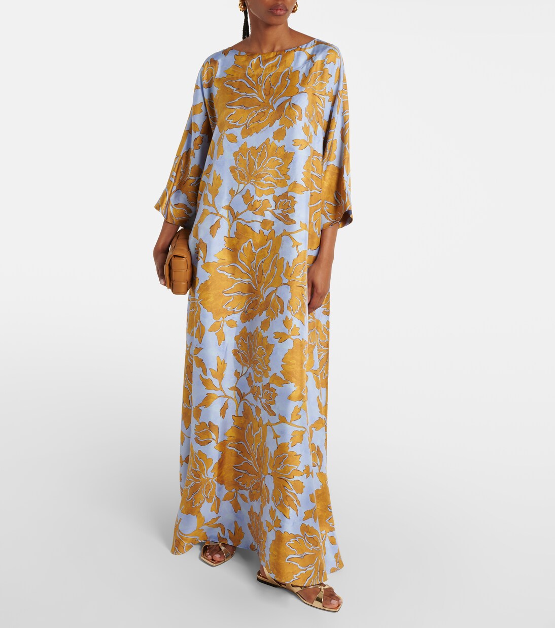 Muumuu printed silk twill maxi dress in multicoloured - La Double J ...