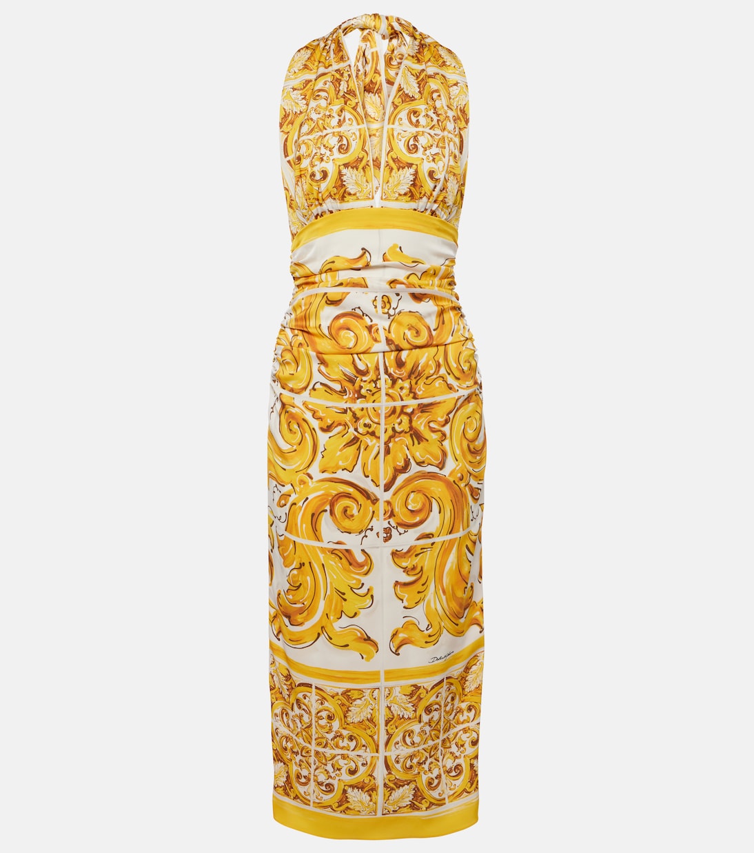 Abito midi Majolica in misto seta | Dolce&Gabbana