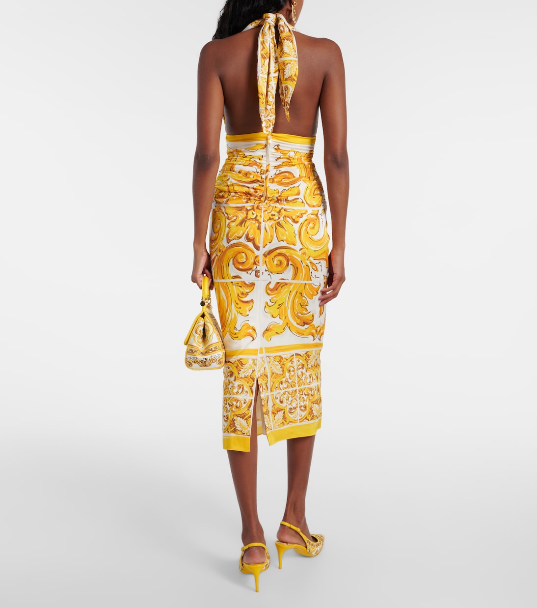 Abito midi Majolica in misto seta | Dolce&Gabbana