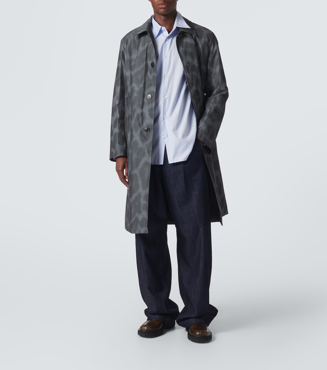 Leopard-print checked car coat | Dries Van Noten
