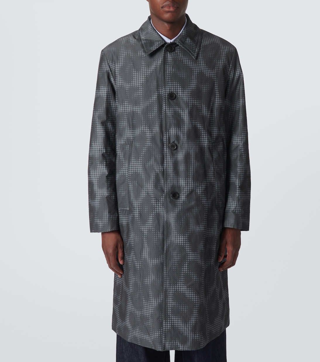 Leopard-print checked car coat | Dries Van Noten