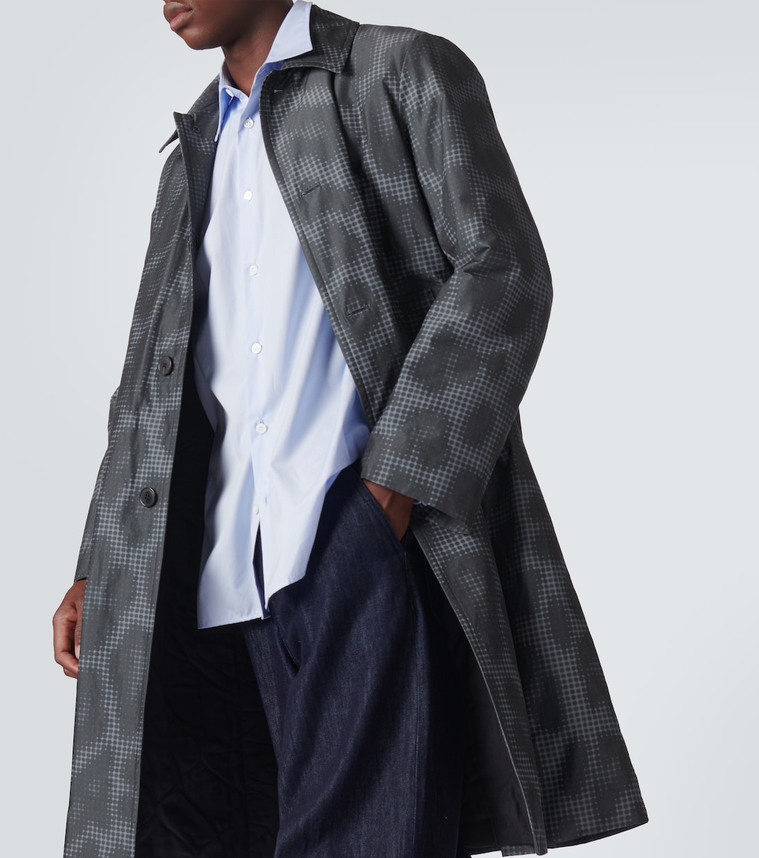 Leopard-print checked car coat | Dries Van Noten
