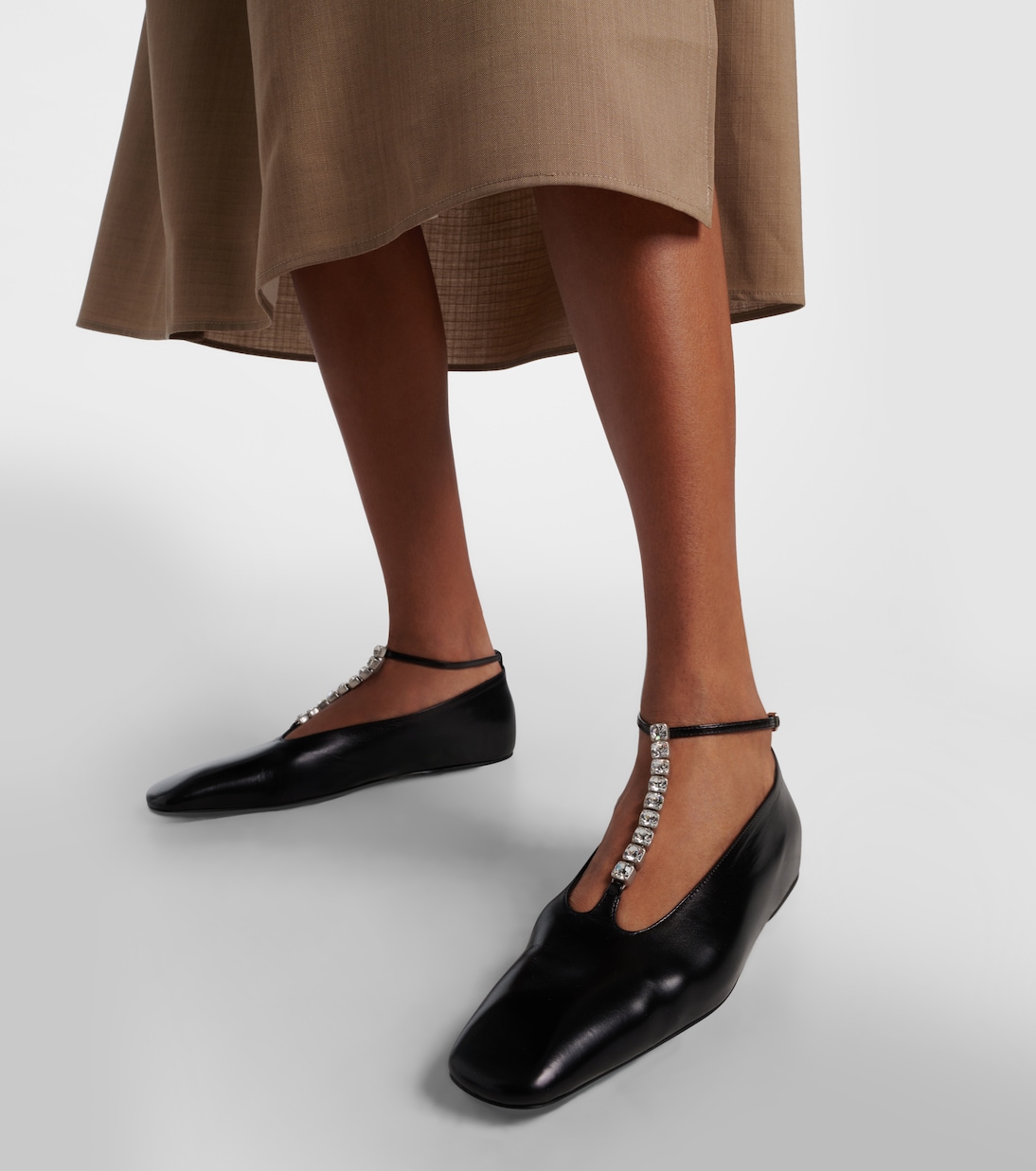Embellished leather ballet flats | Jil Sander