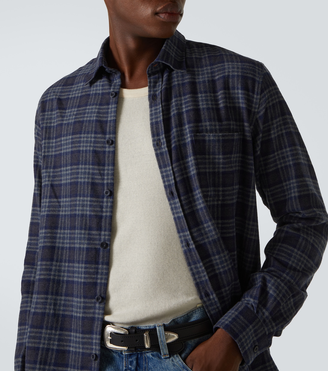 Camicia in flanella di cotone a quadri | Sunspel