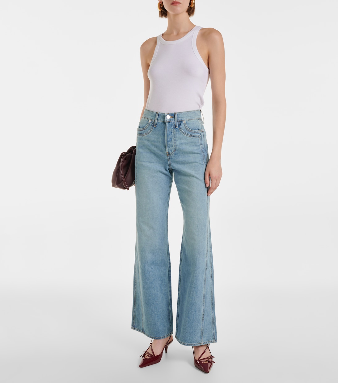 Jeans Taylor a gamba larga e vita alta | Veronica Beard
