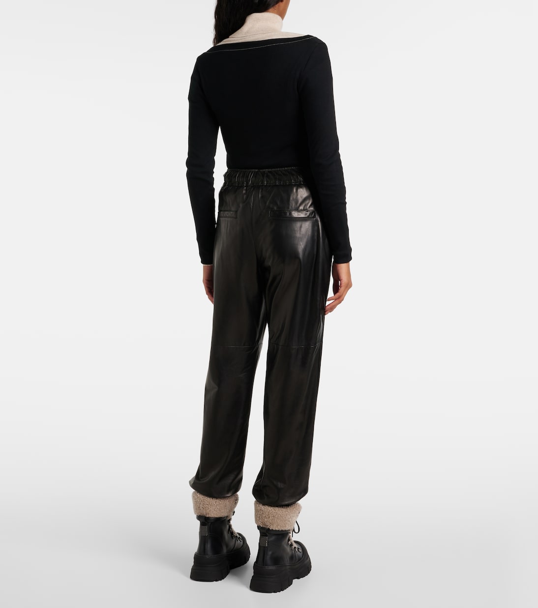 Pantaloni regular in pelle | Brunello Cucinelli