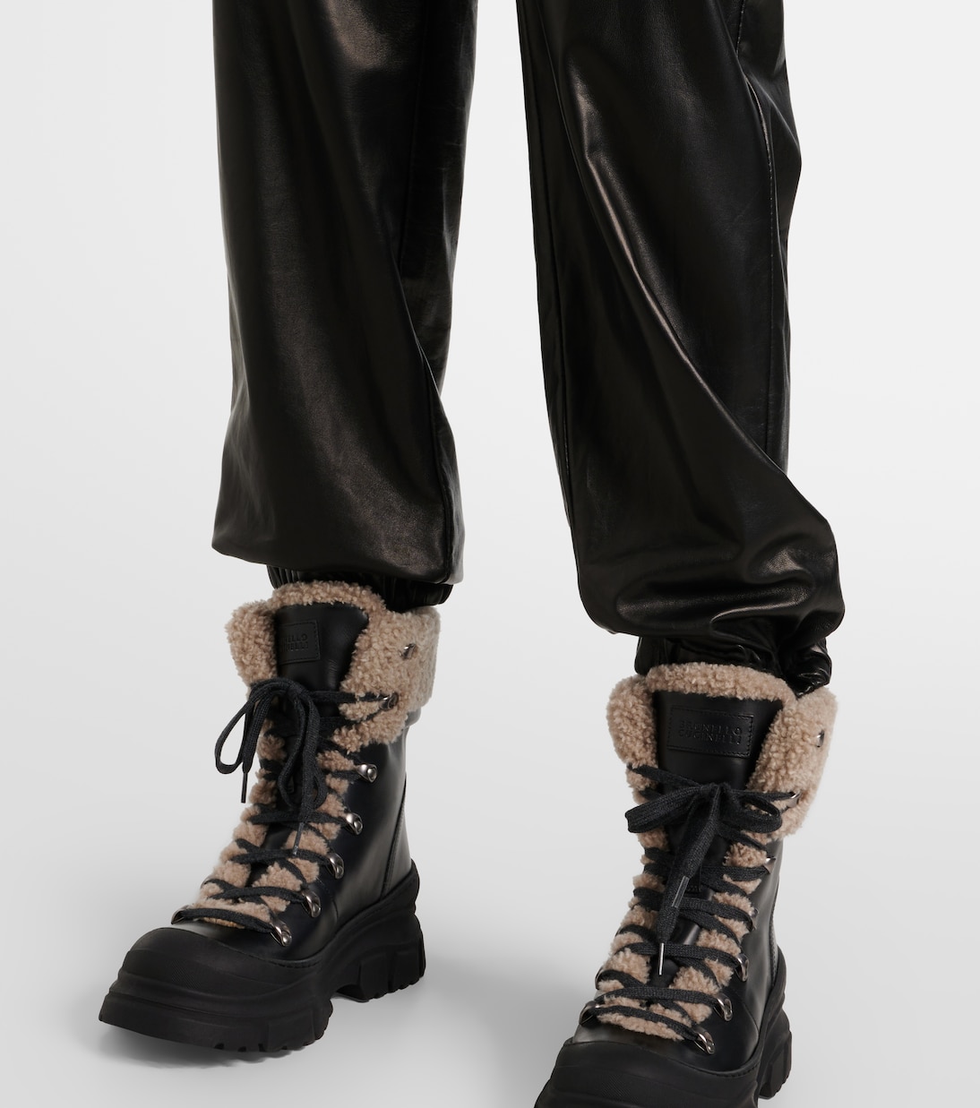 Pantaloni regular in pelle | Brunello Cucinelli