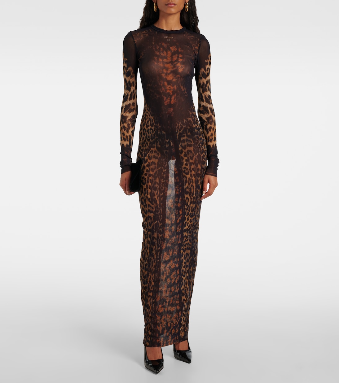 Leopard-printed mesh maxi dress | Jean Paul Gaultier