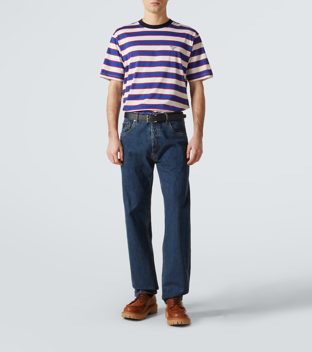 T-shirt rayé en coton  | Prada