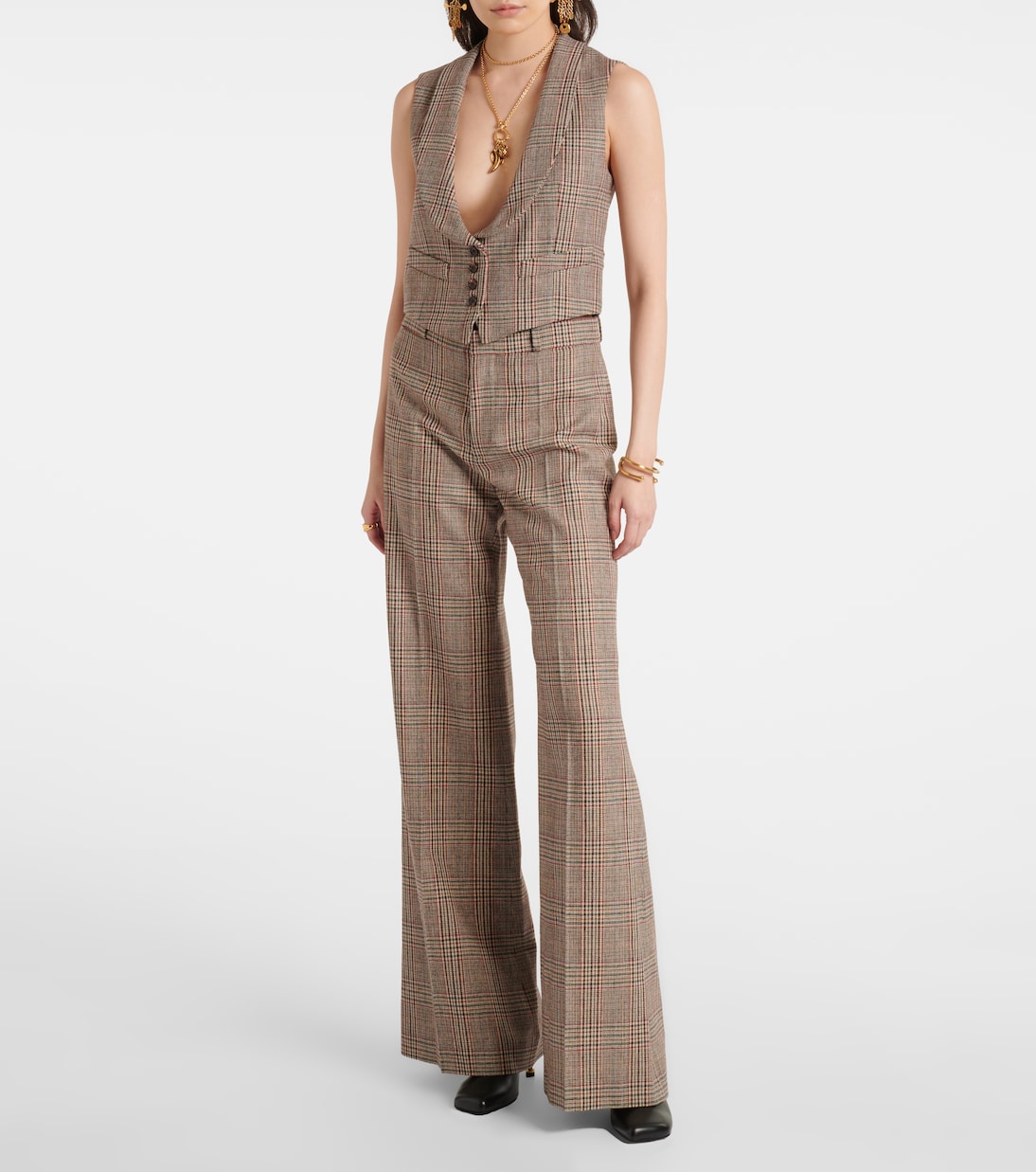 Prince of Wales check wide-leg pants | Chloé