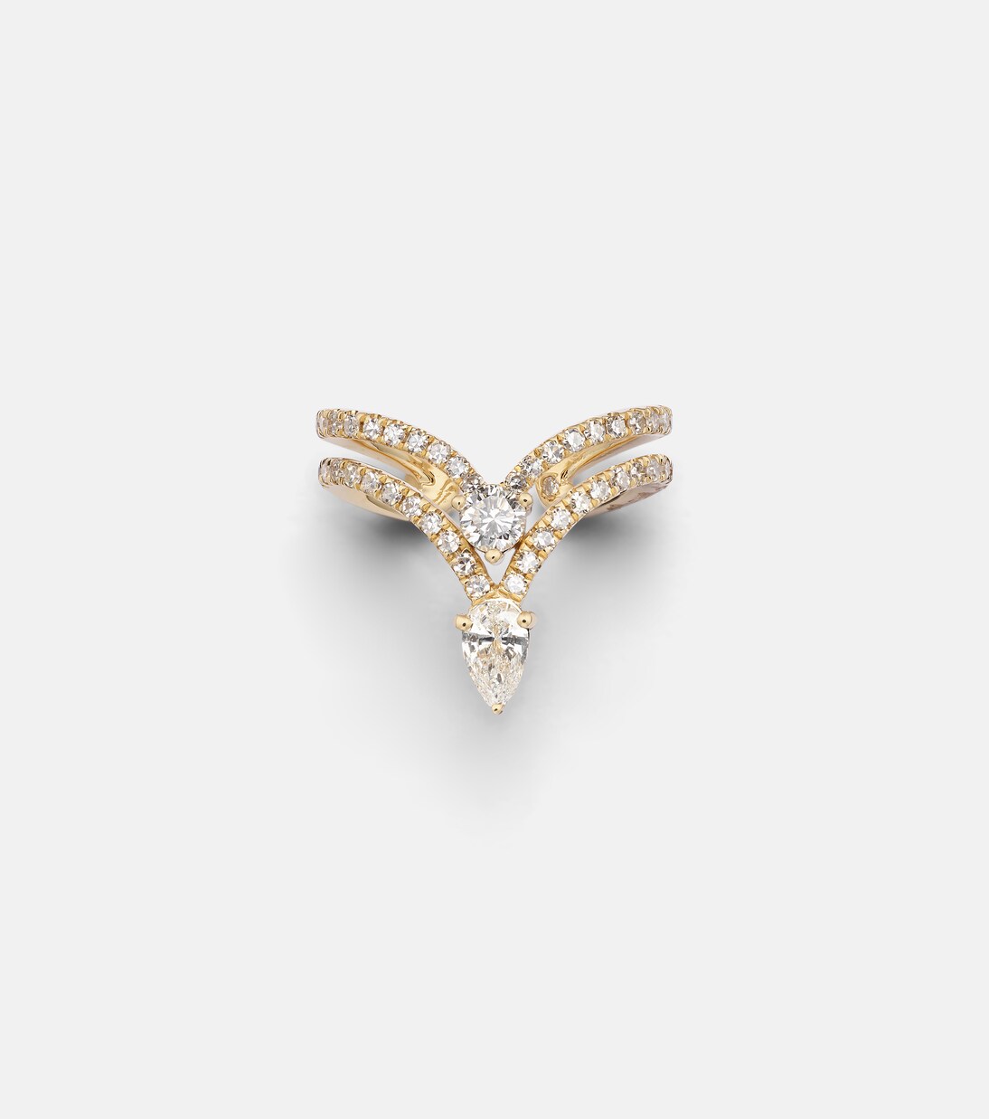 Fascino Moderno: Cuffia Orecchio in Oro 18kt con Design Chevron e Diamanti per Giovani Stilisti