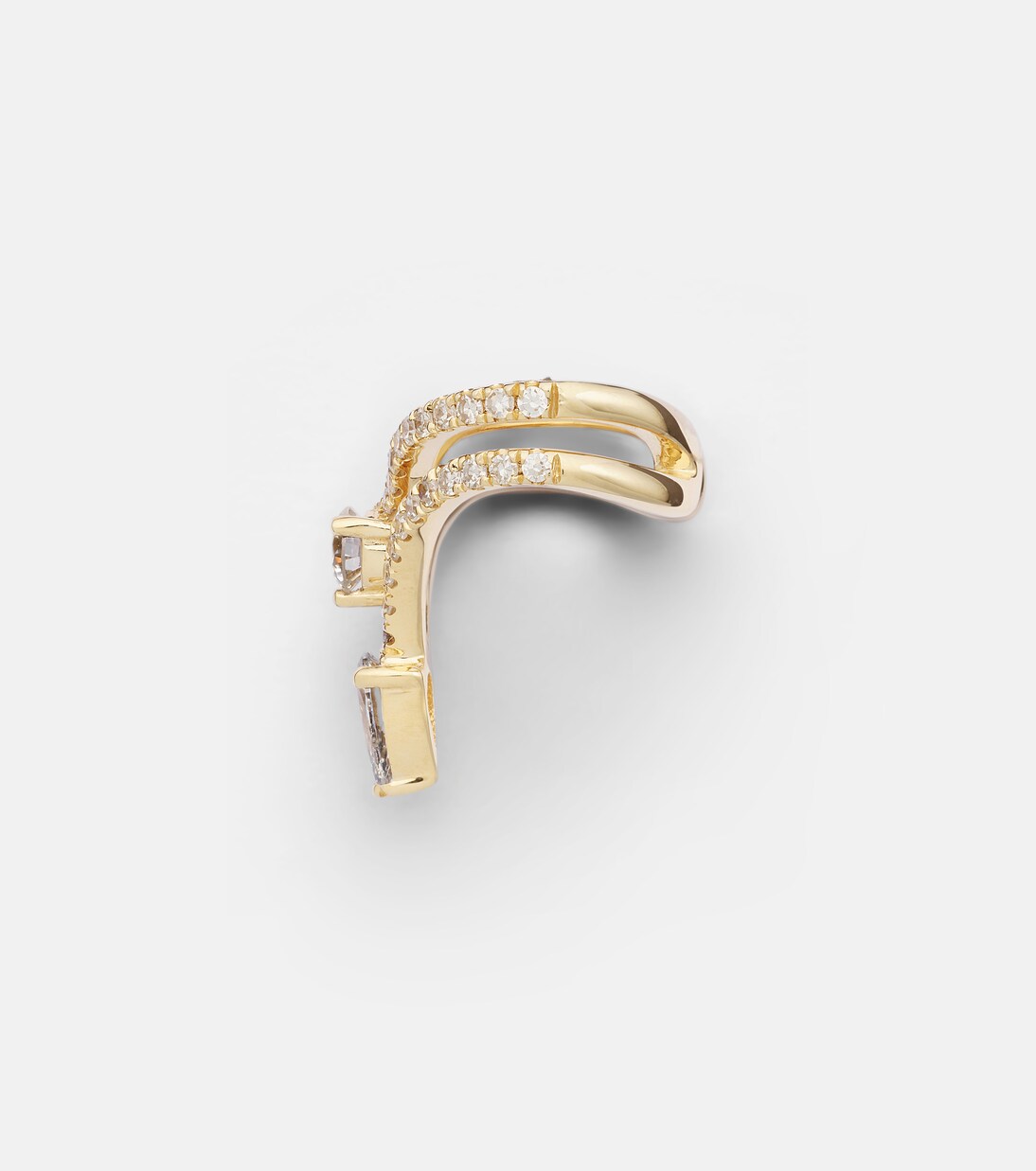 Fascino Moderno: Cuffia Orecchio in Oro 18kt con Design Chevron e Diamanti per Giovani Stilisti