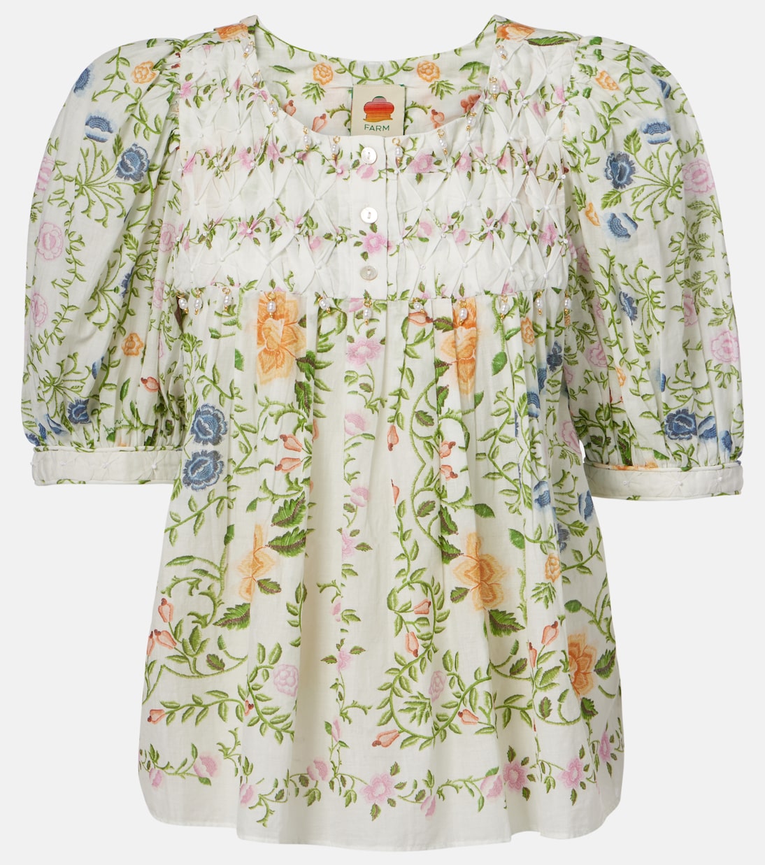 Verzierte Bluse Folk Floral aus Baumwolle | Farm Rio