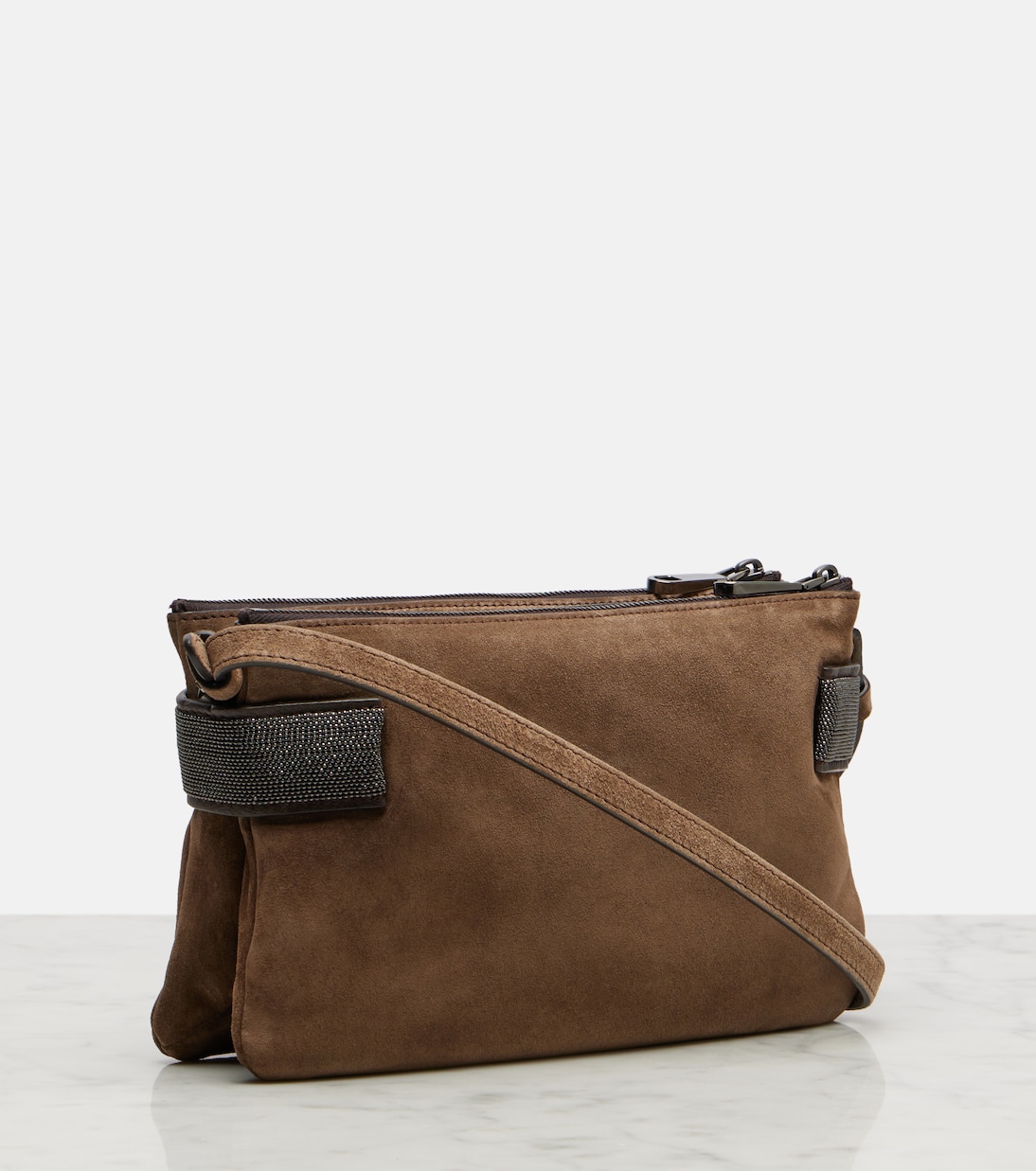 Essence Monili Small suede shoulder bag | Brunello Cucinelli