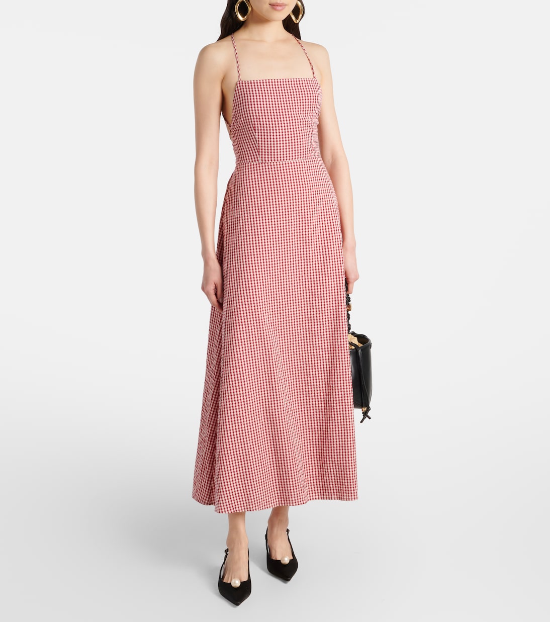 Lori gingham cotton maxi dress | Posse