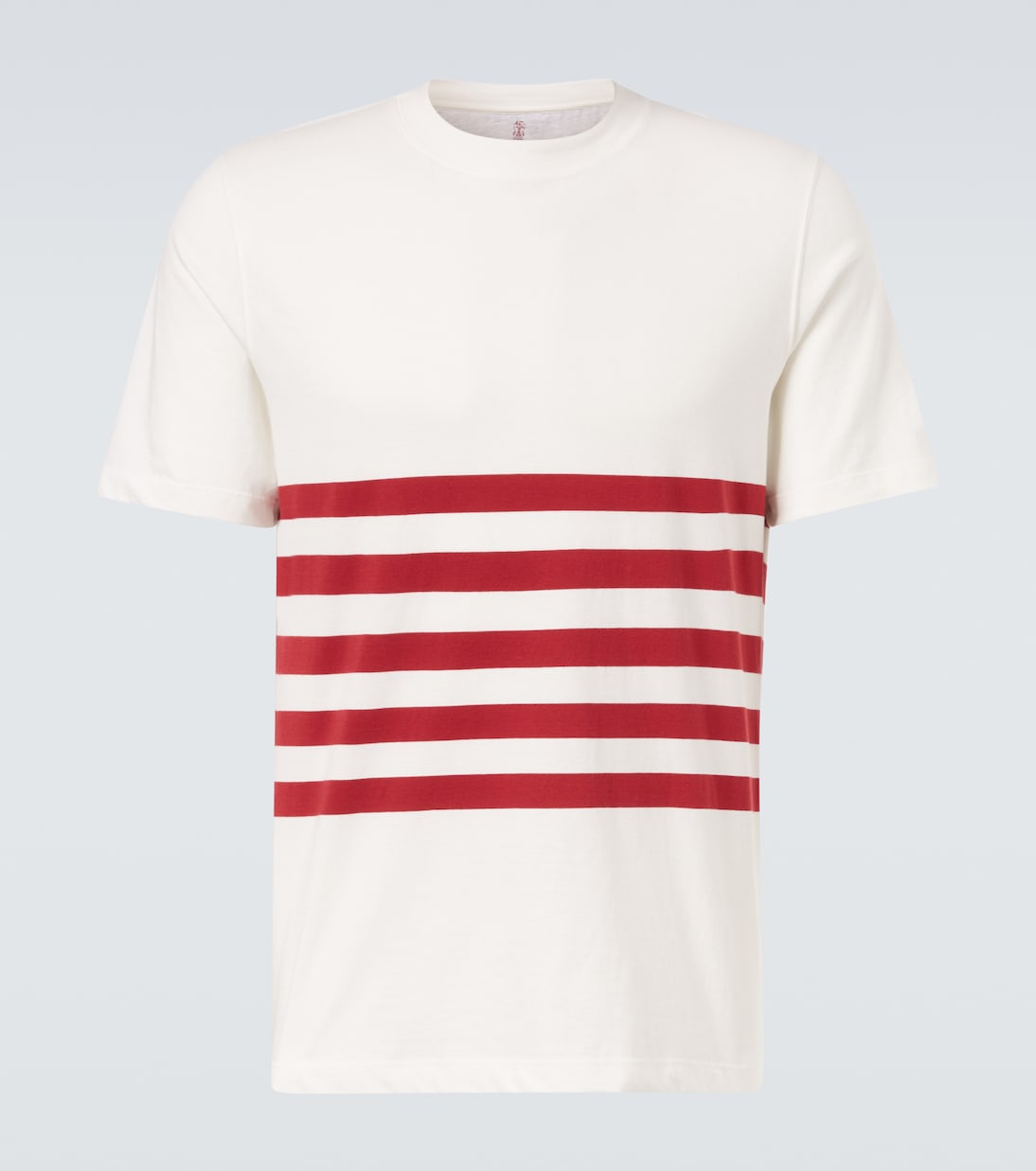 T-shirt in jersey di cotone a righe | Brunello Cucinelli