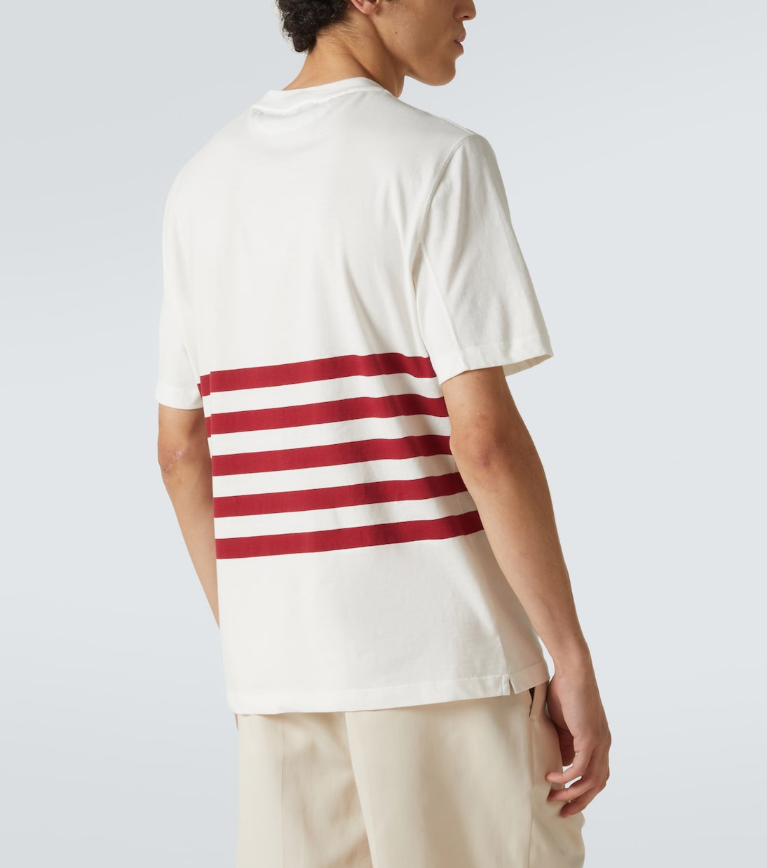 T-shirt in jersey di cotone a righe | Brunello Cucinelli