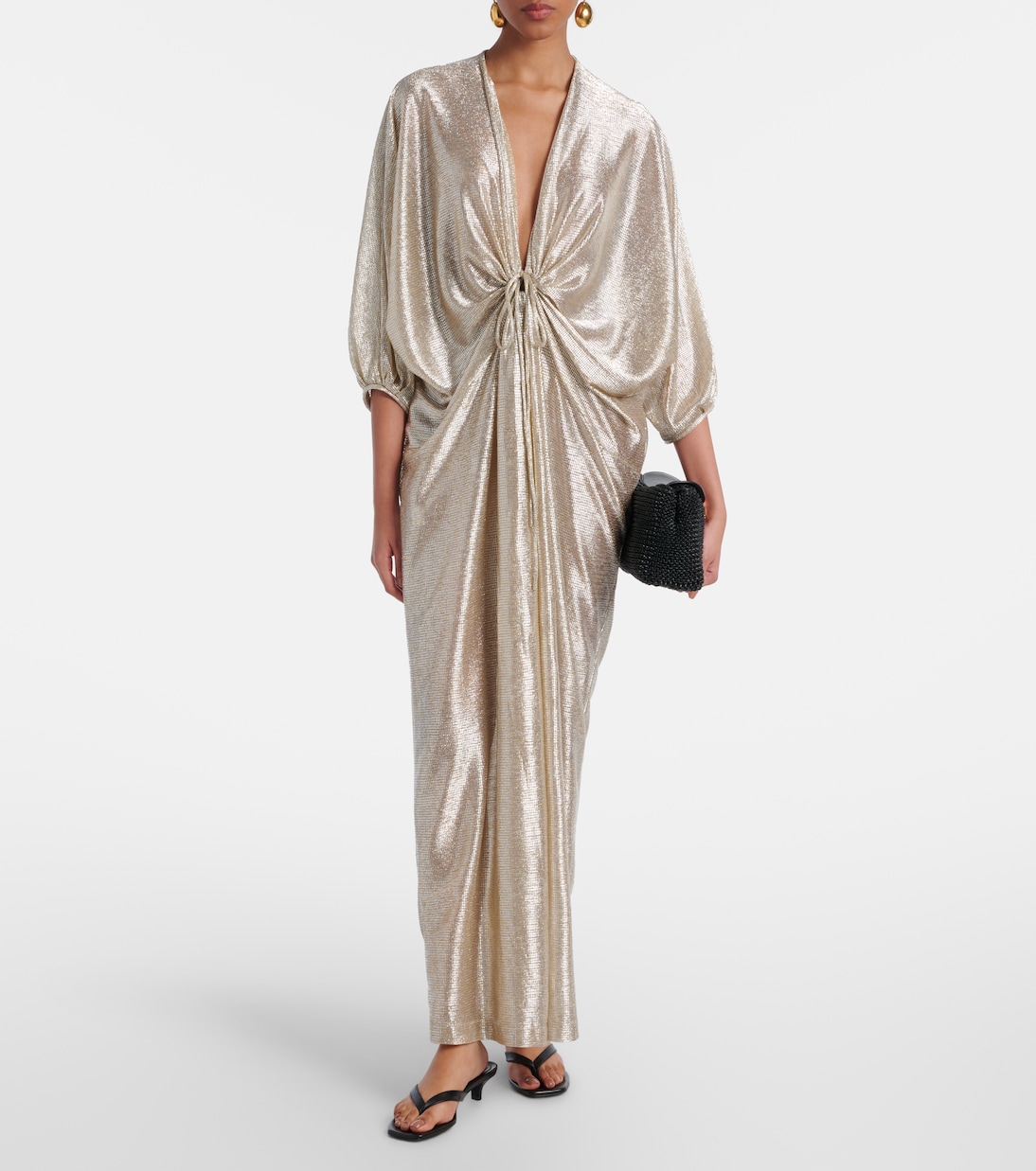 Gathered lamé kaftan | Adriana Degreas