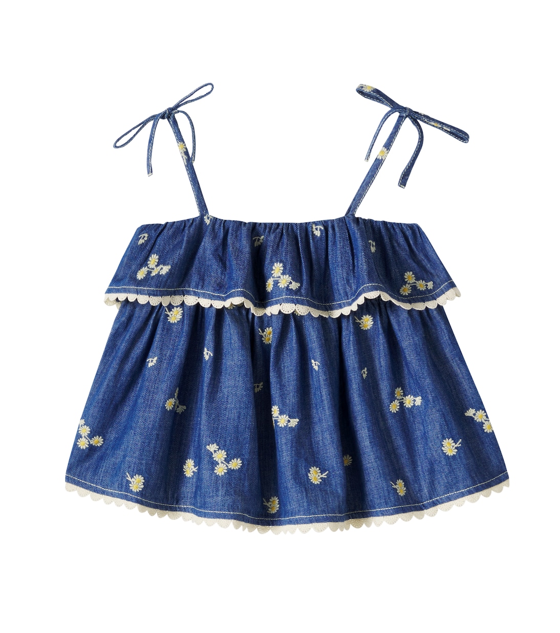 Lucky embroidered denim tank top | Zimmermann Kids