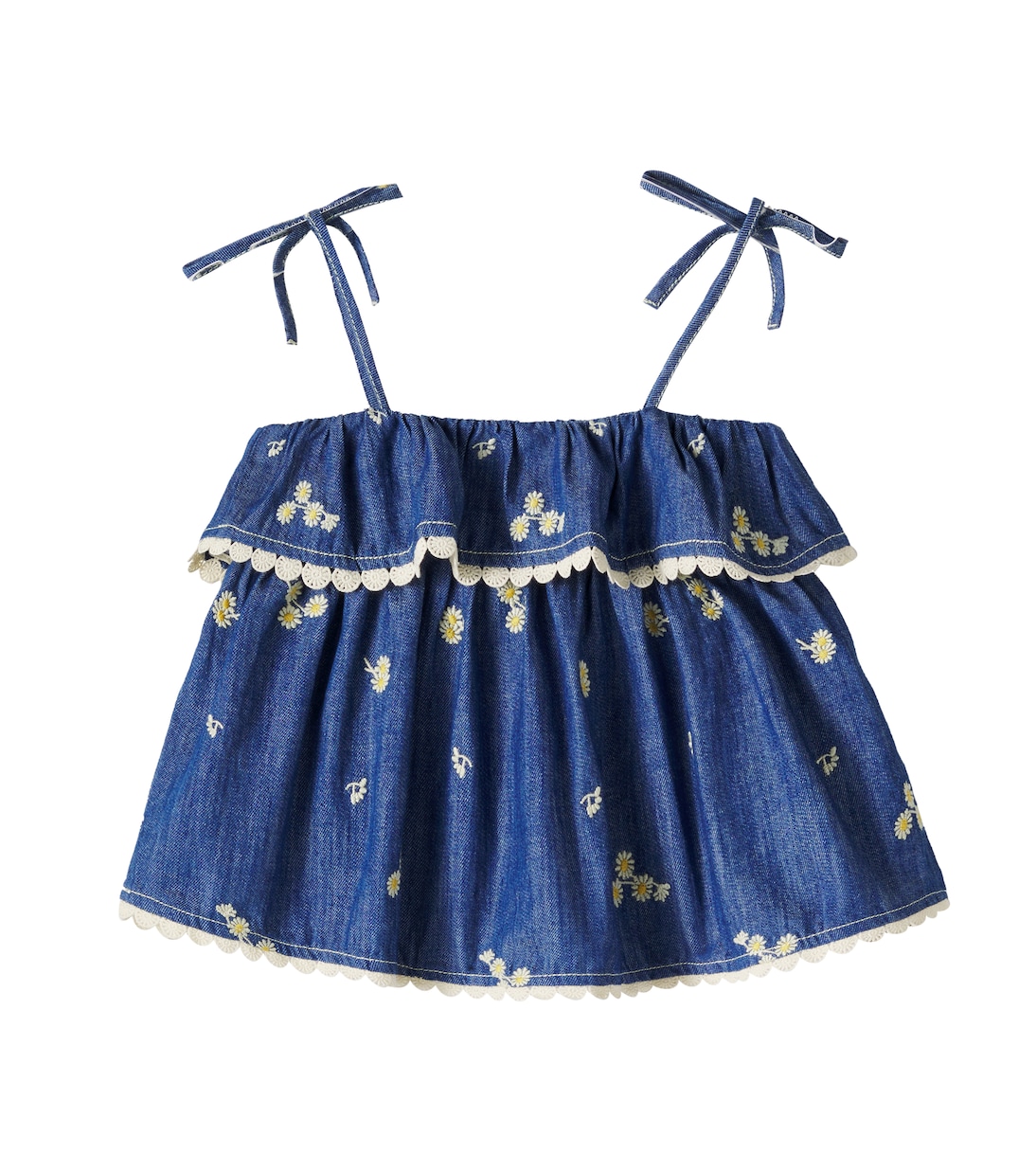 Lucky embroidered denim tank top | Zimmermann Kids
