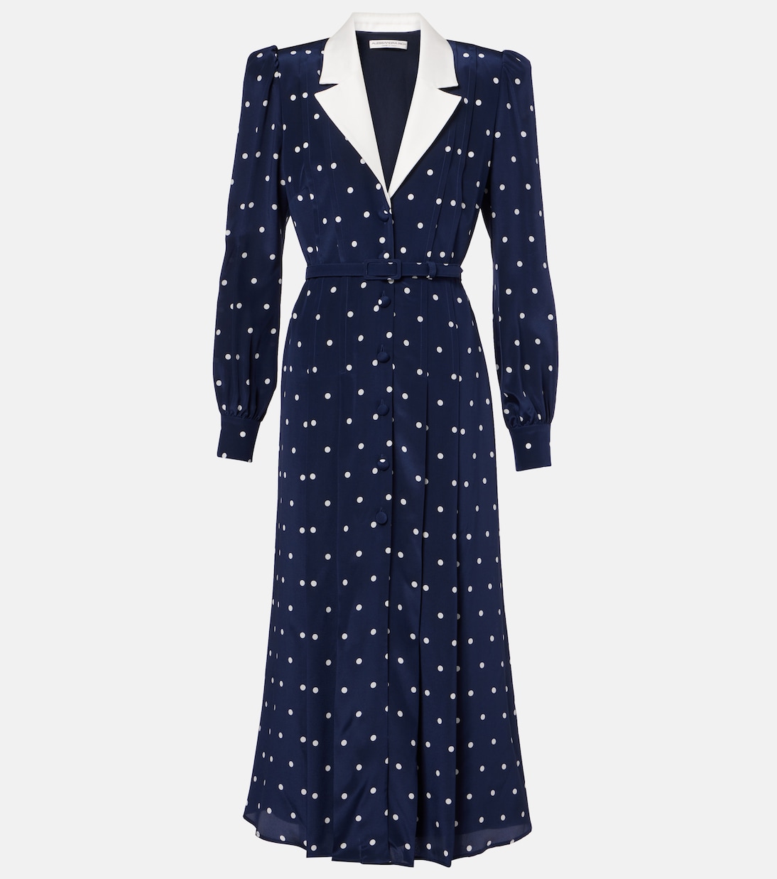 Robe chemise en satin de soie à pois | Alessandra Rich