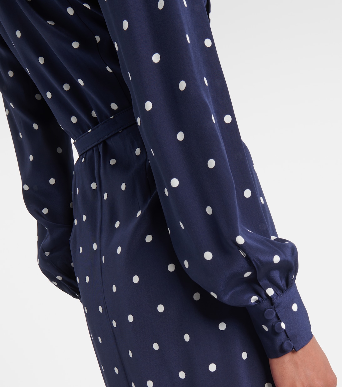 Robe chemise en satin de soie à pois | Alessandra Rich