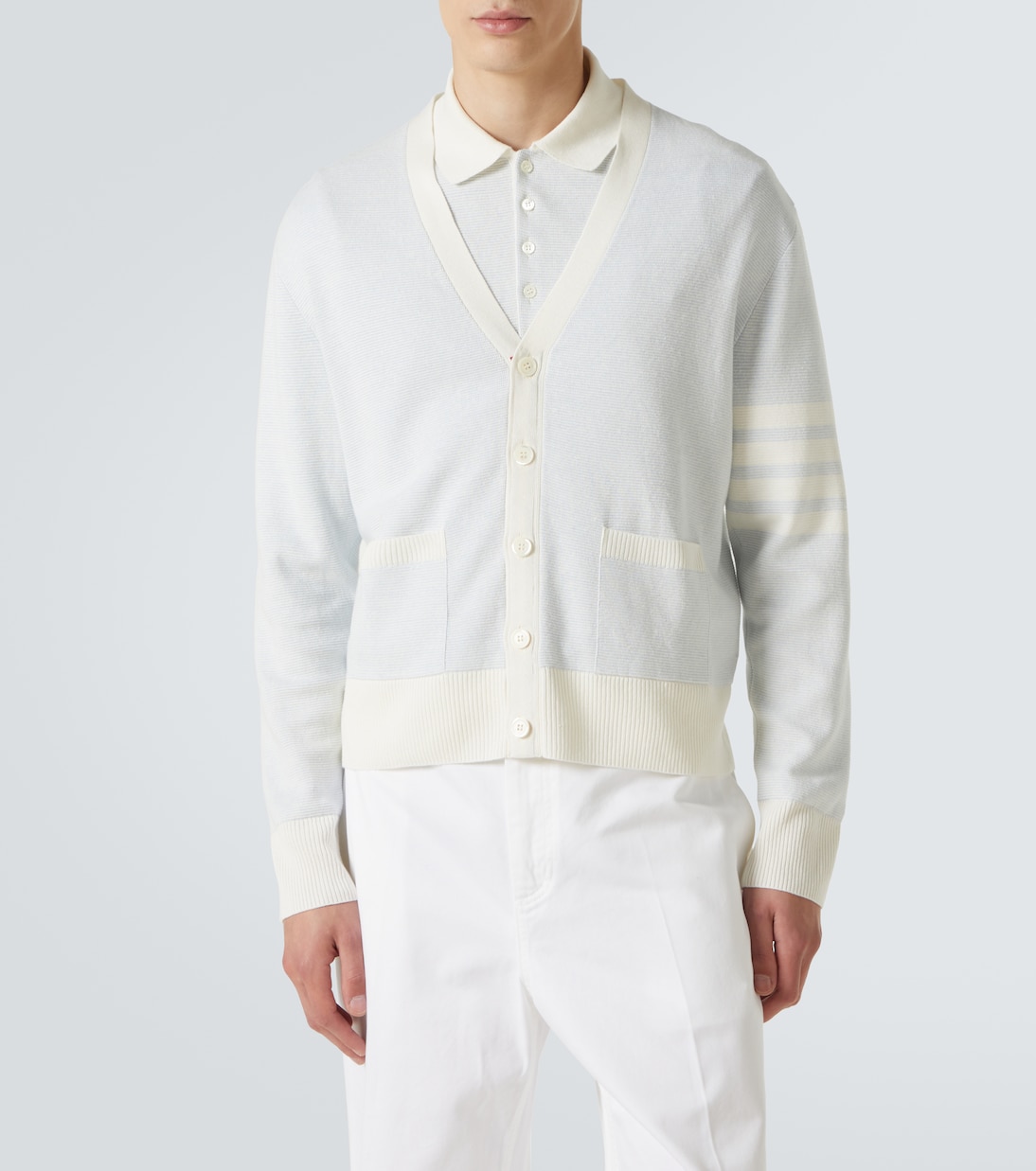 Cardigan 4-Bar aus Leinen und Baumwolle | Thom Browne