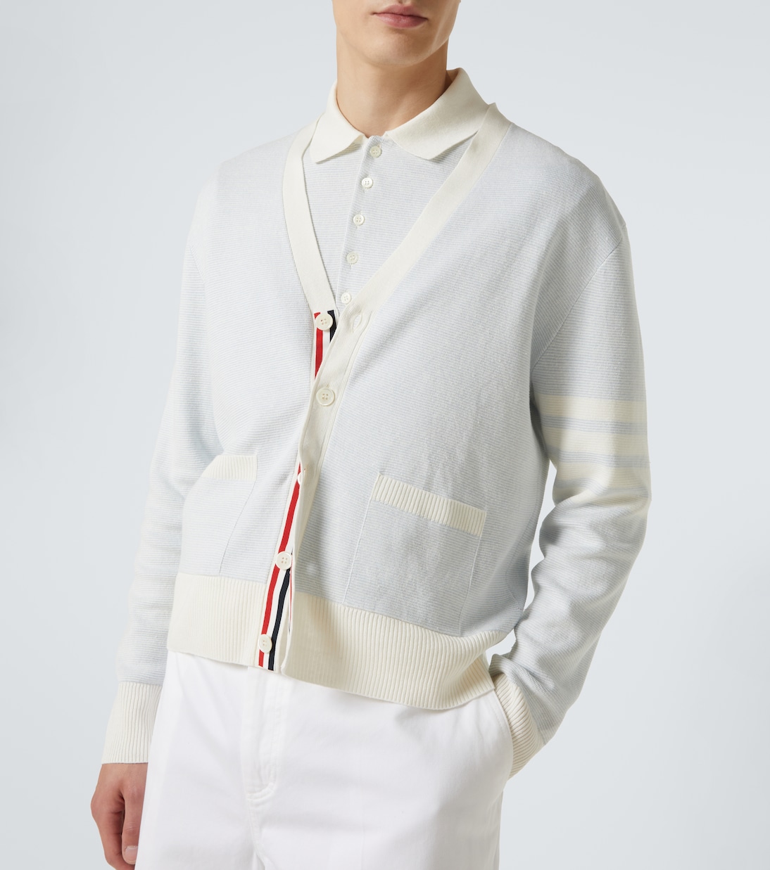 Cardigan 4-Bar aus Leinen und Baumwolle | Thom Browne