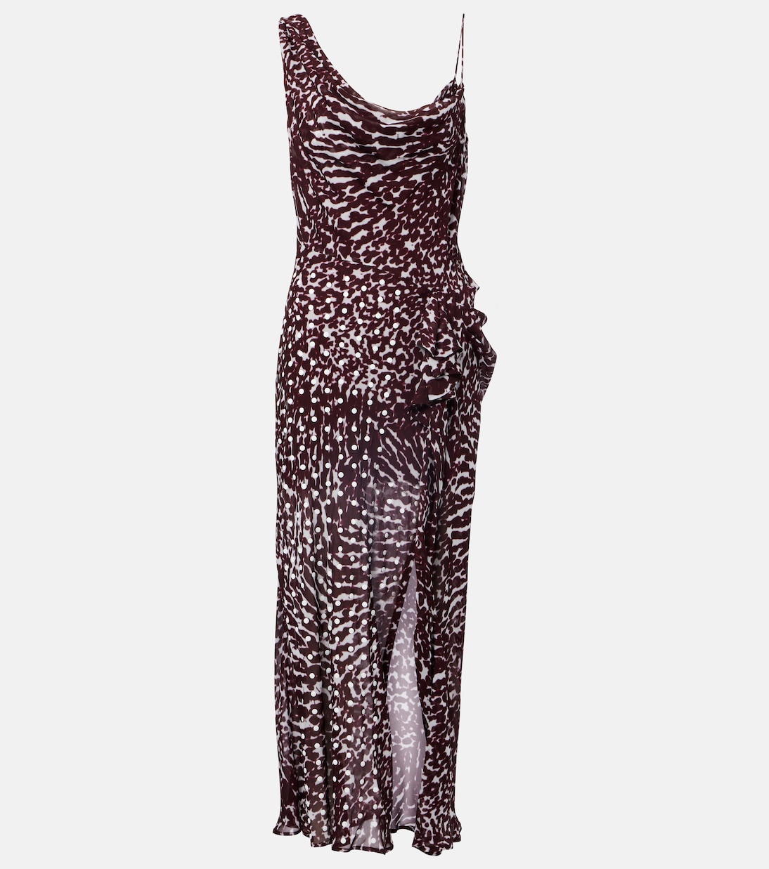 Abito midi monospalla drappeggiato con stampa | Dries Van Noten