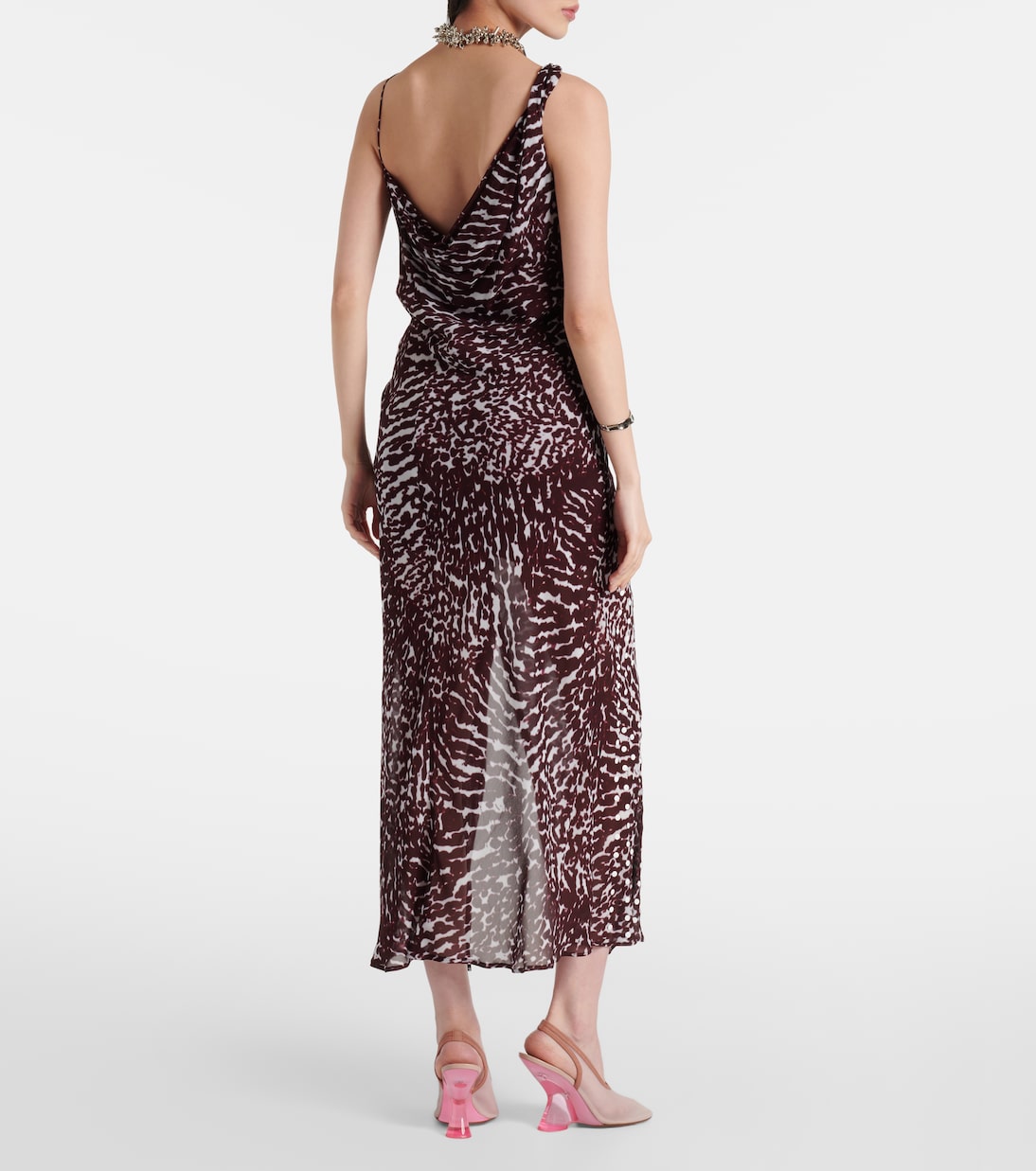 Abito midi monospalla drappeggiato con stampa | Dries Van Noten