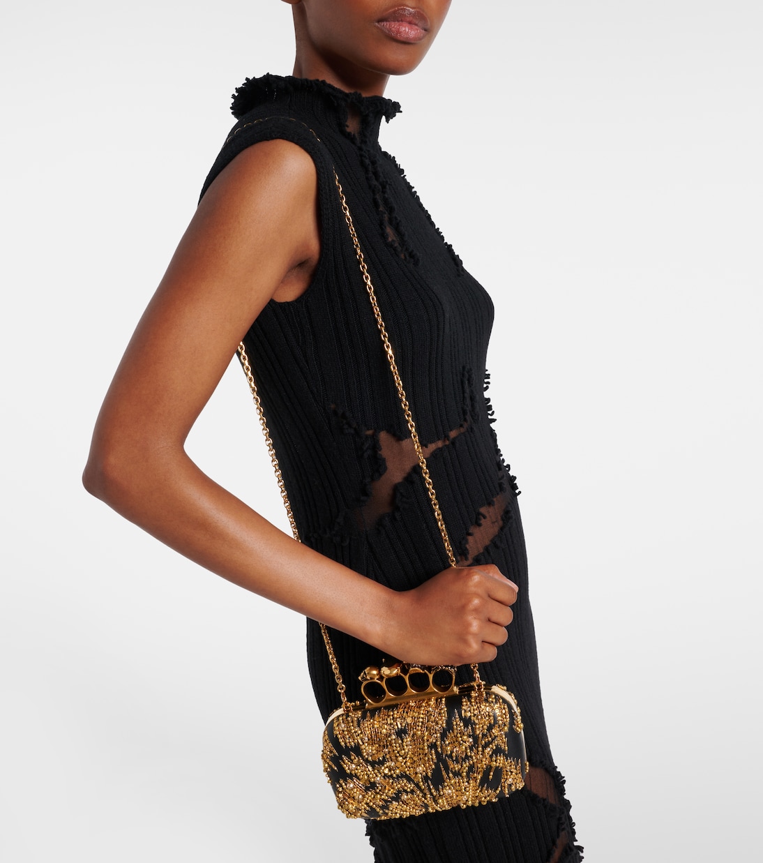 Verzierte Clutch Knuckle Small aus Leder | McQueen
