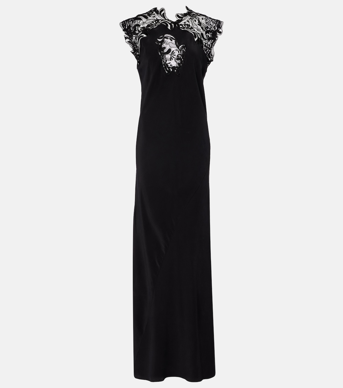 Robe longue en soie et dentelle | Ferragamo