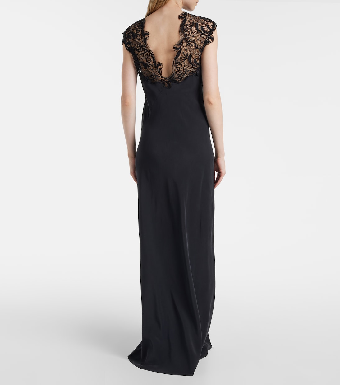 Robe longue en soie et dentelle | Ferragamo