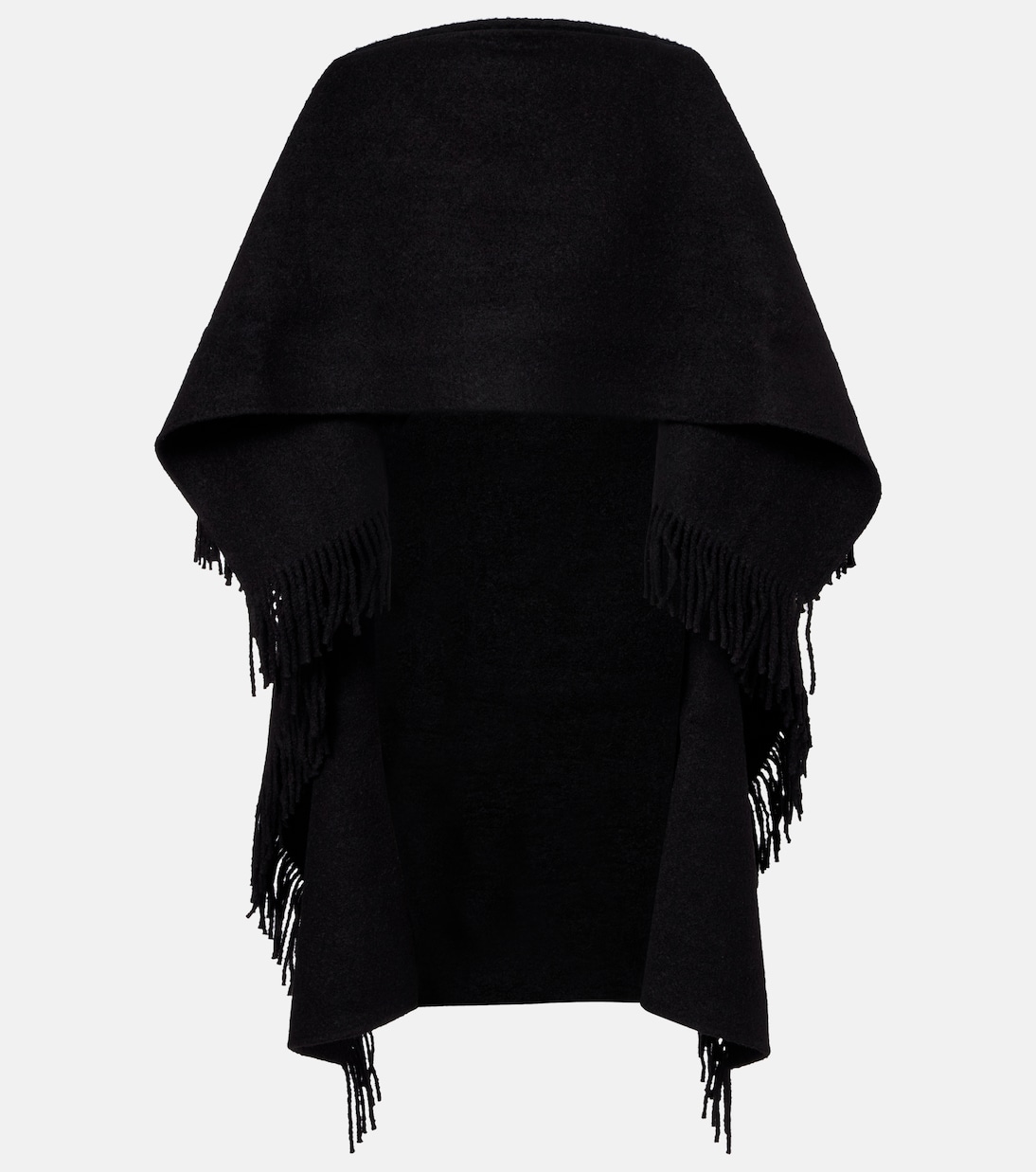 Fringed wool-blend poncho | Toteme