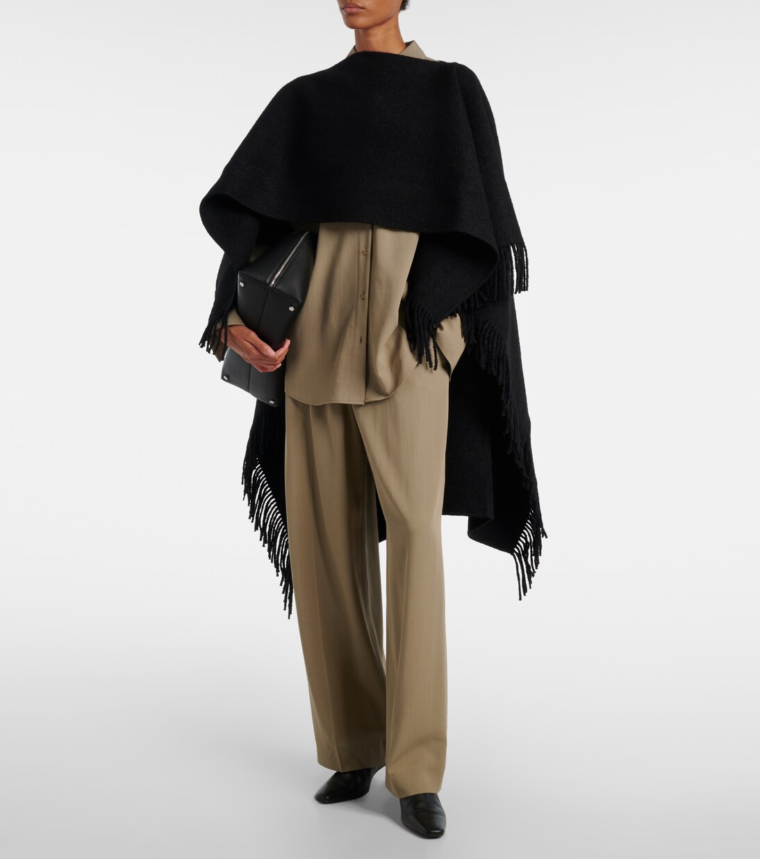 Fringed wool-blend poncho | Toteme