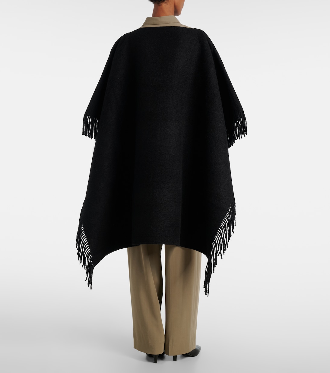 Fringed wool-blend poncho | Toteme