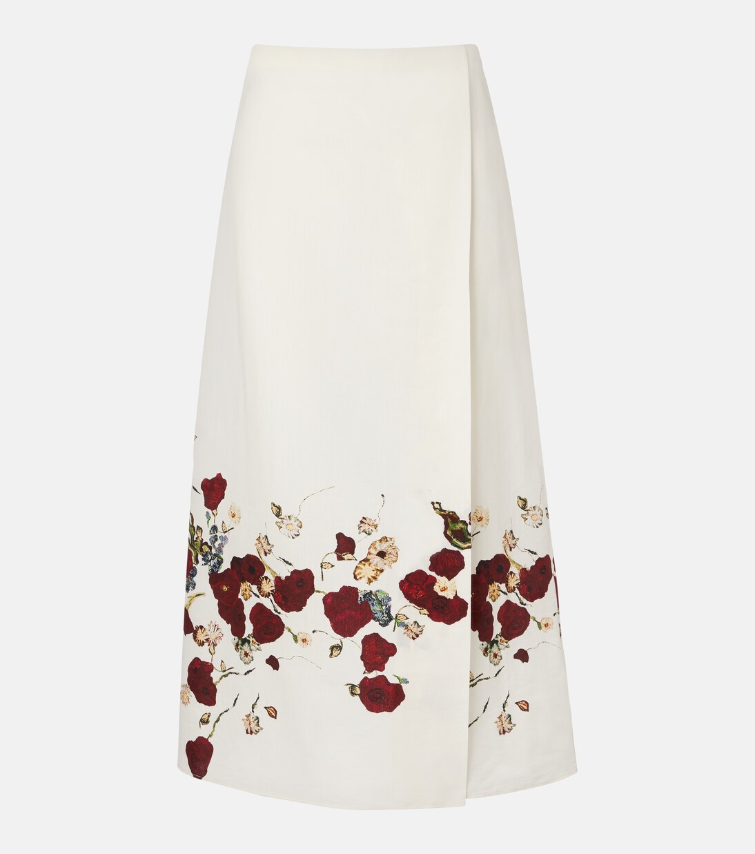 Demi floral silk and cotton midi skirt | Khaite