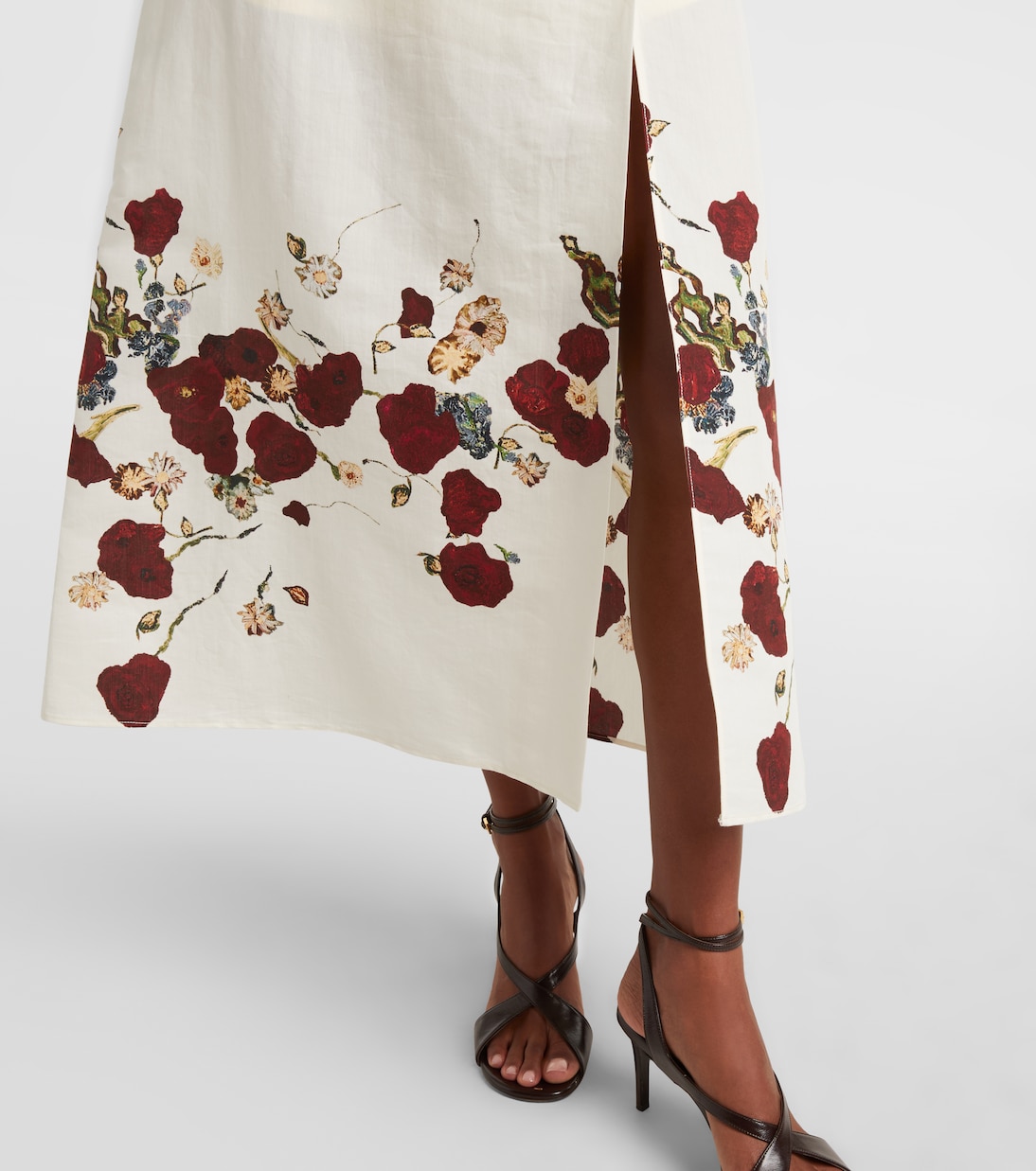 Demi floral silk and cotton midi skirt | Khaite