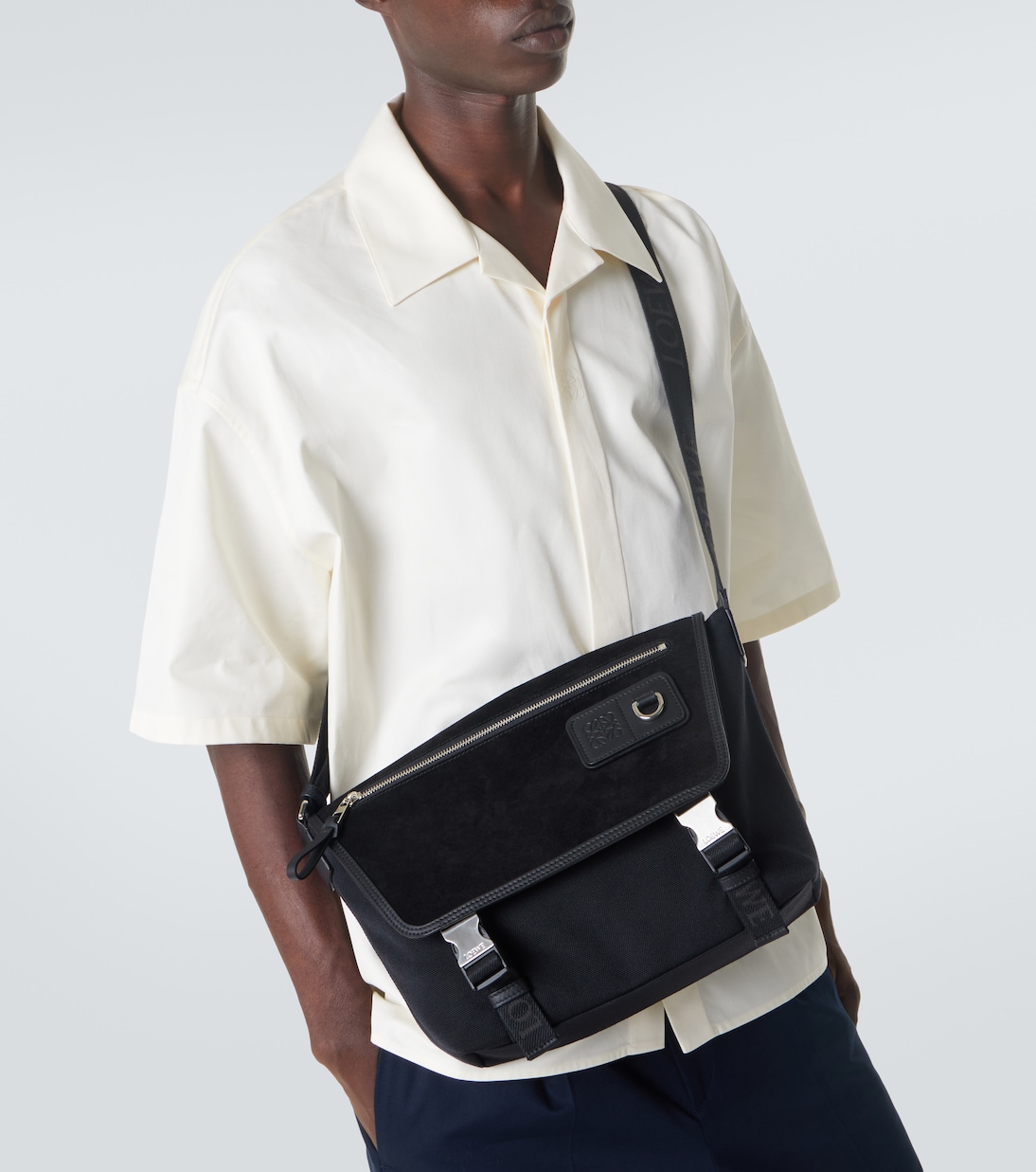 Flex Medium canvas and suede messenger bag | Loewe