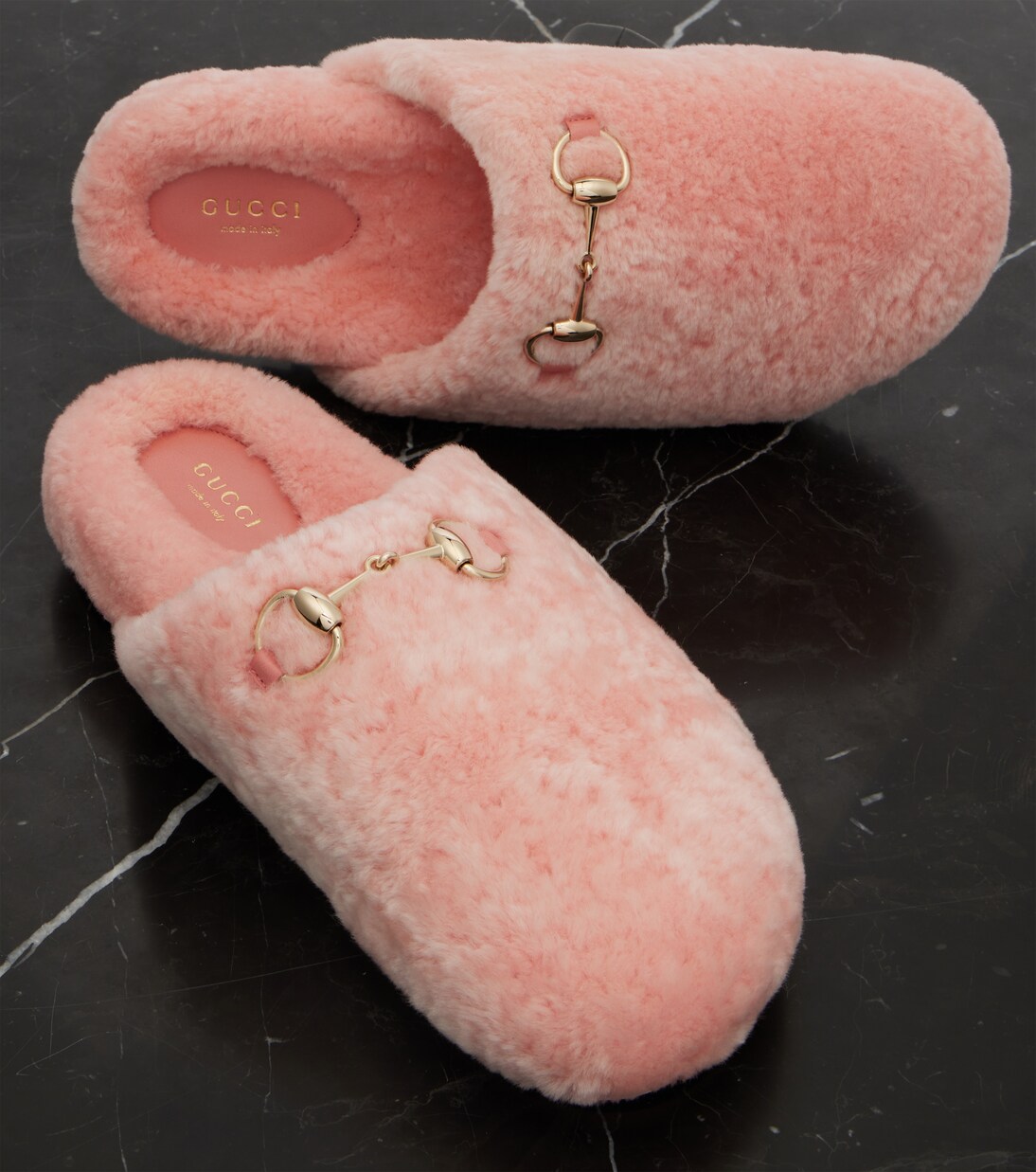 Horsebit shearling mules | Gucci