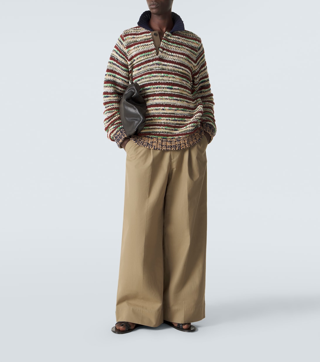 Striped cotton-blend polo sweater | Sacai