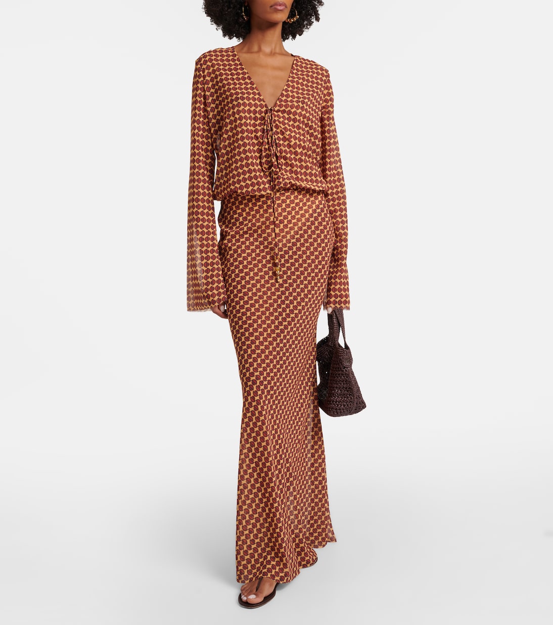 Nema printed sheer maxi dress | Bananhot