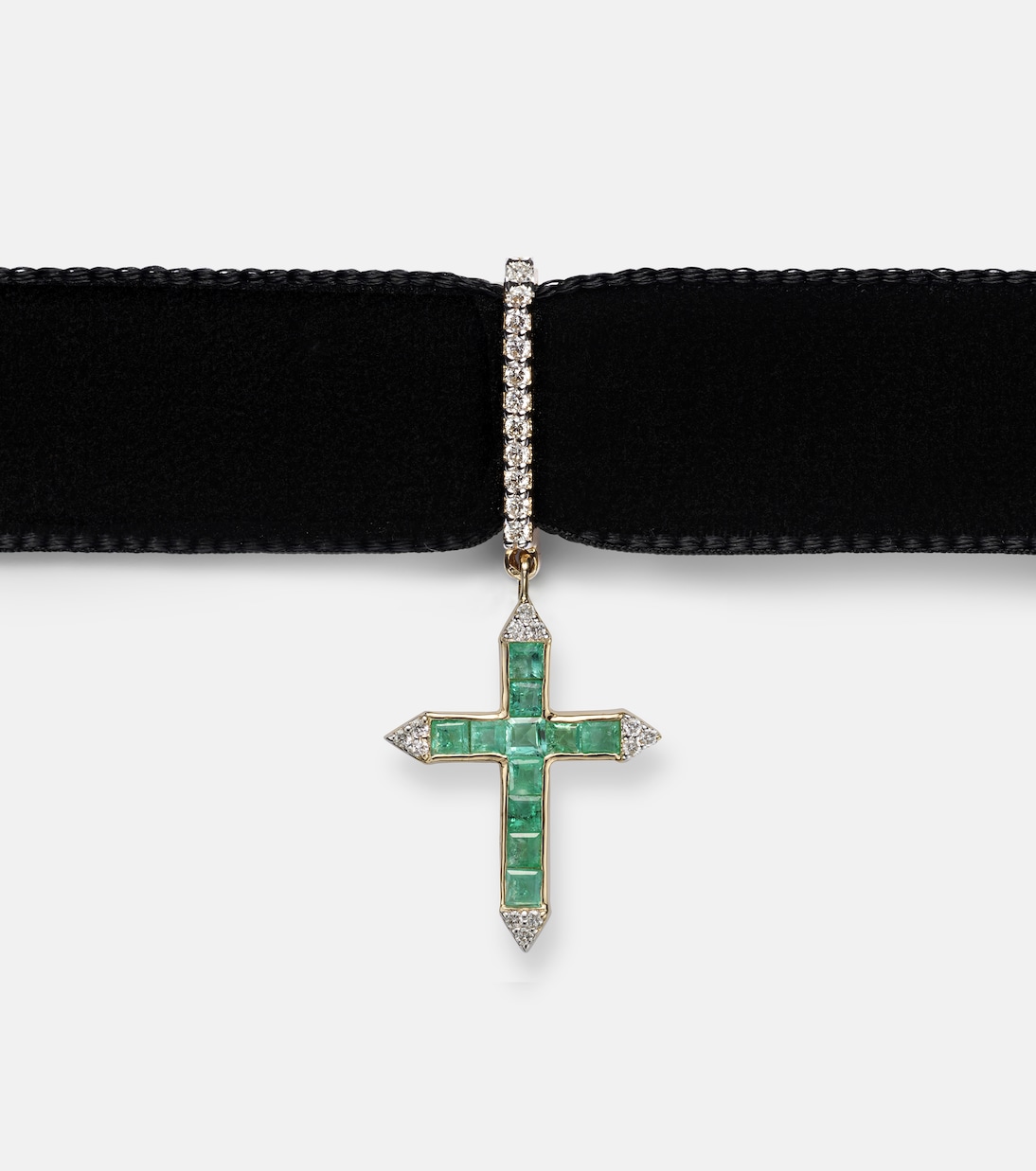 Gargantilla de oro de 14 ct (585/1000) con esmeraldas y diamantes | Mateo