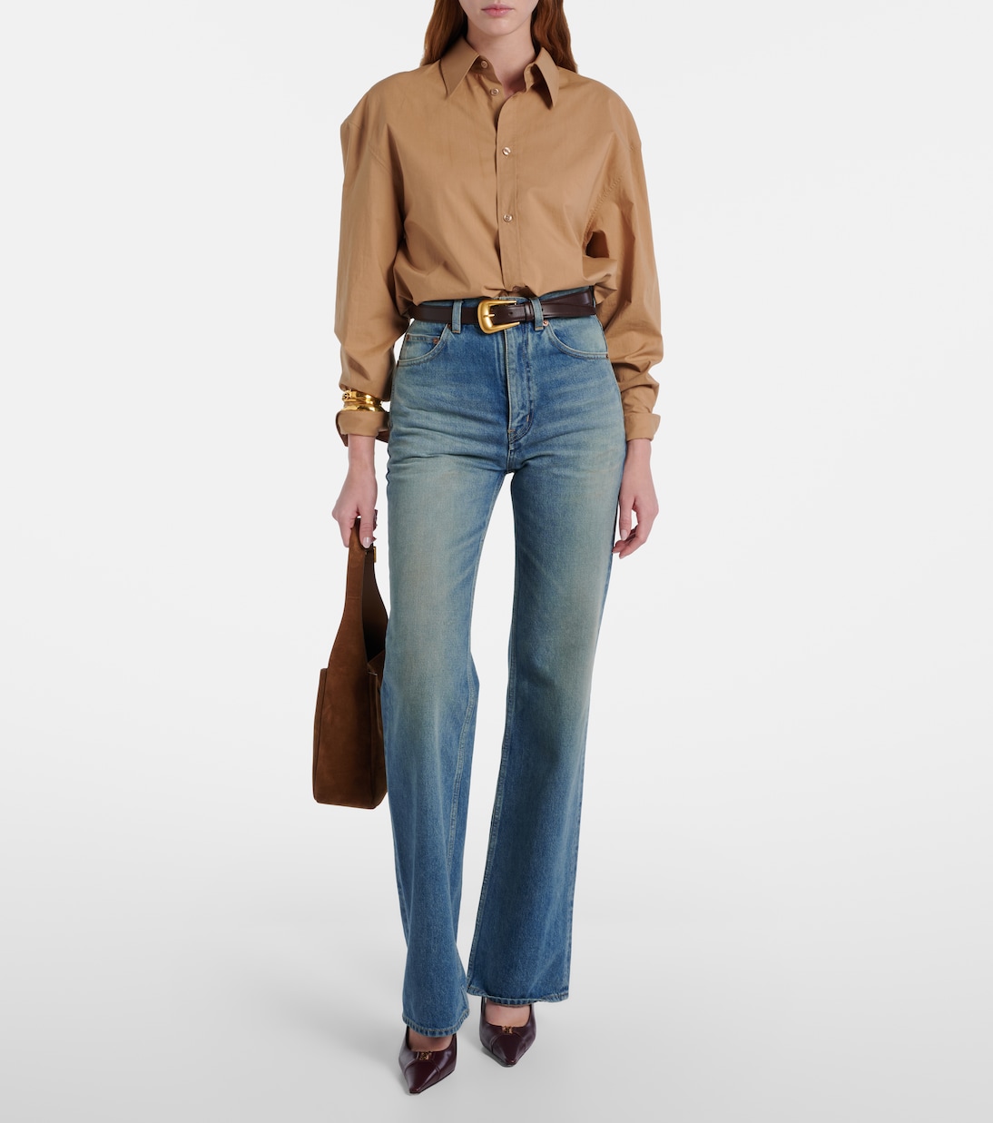 Schultertasche Le 5 à 7 Small aus Veloursleder | Saint Laurent