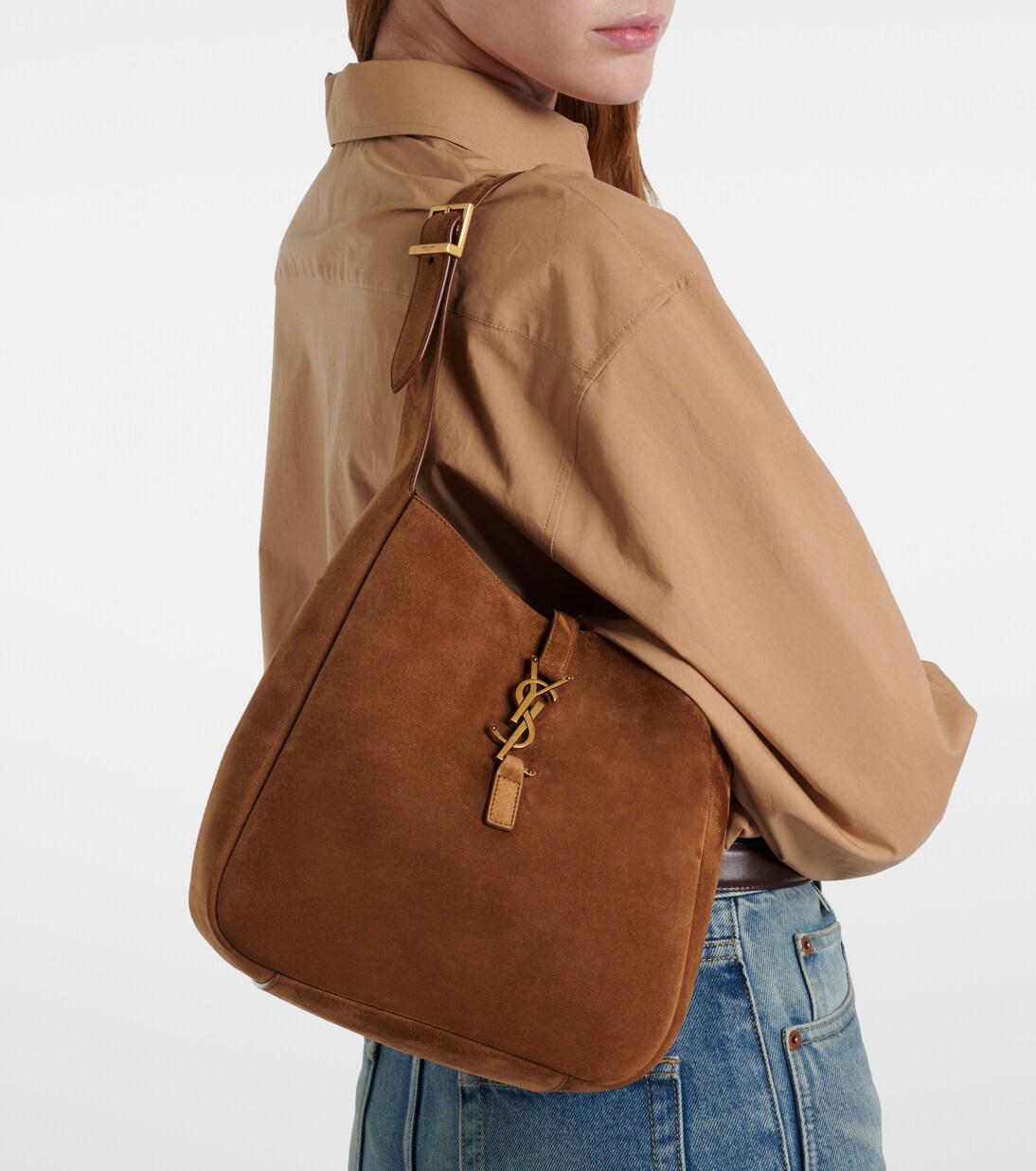 Schultertasche Le 5 à 7 Small aus Veloursleder | Saint Laurent