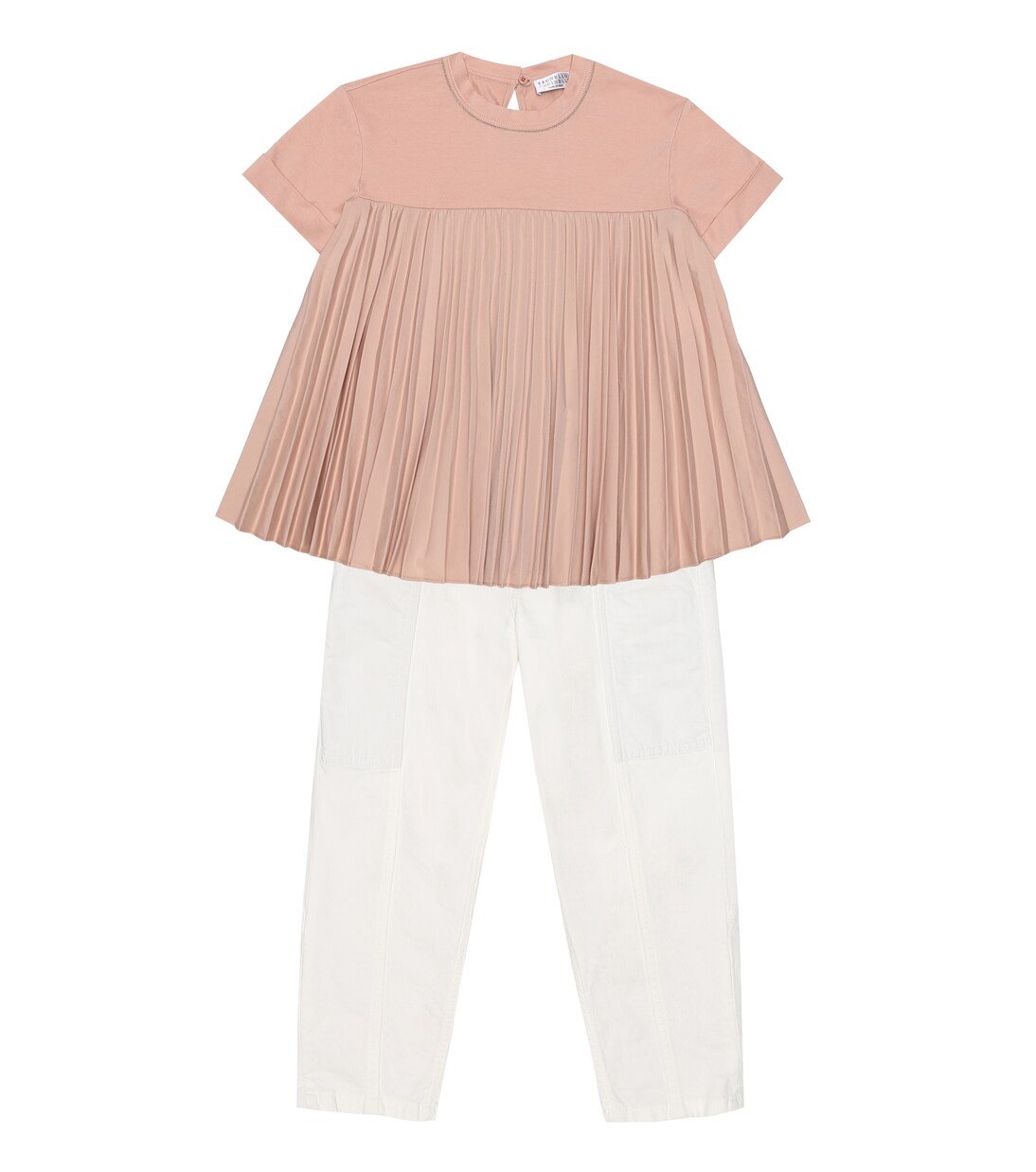 Camiseta de algodón plisada | Brunello Cucinelli Kids