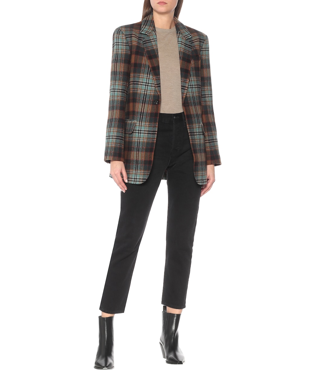 Checked wool-flannel belted blazer | CO