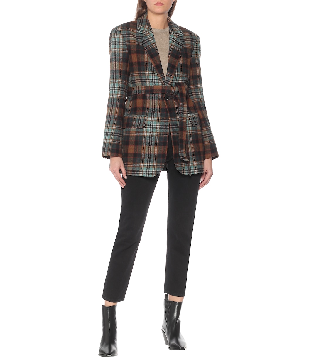 Checked wool-flannel belted blazer | CO