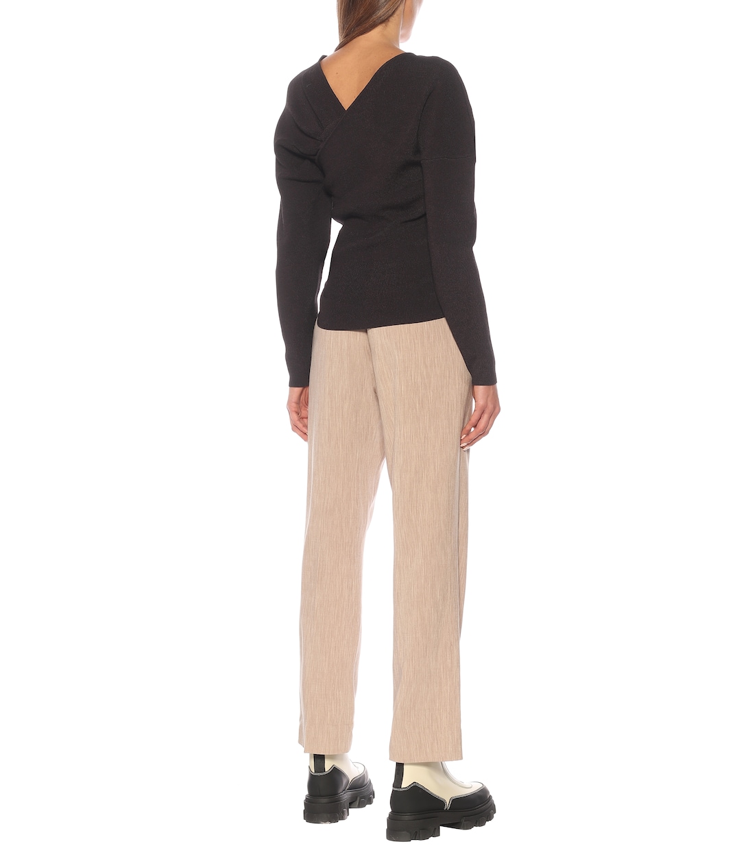 Mélange knit wrap top | Ganni