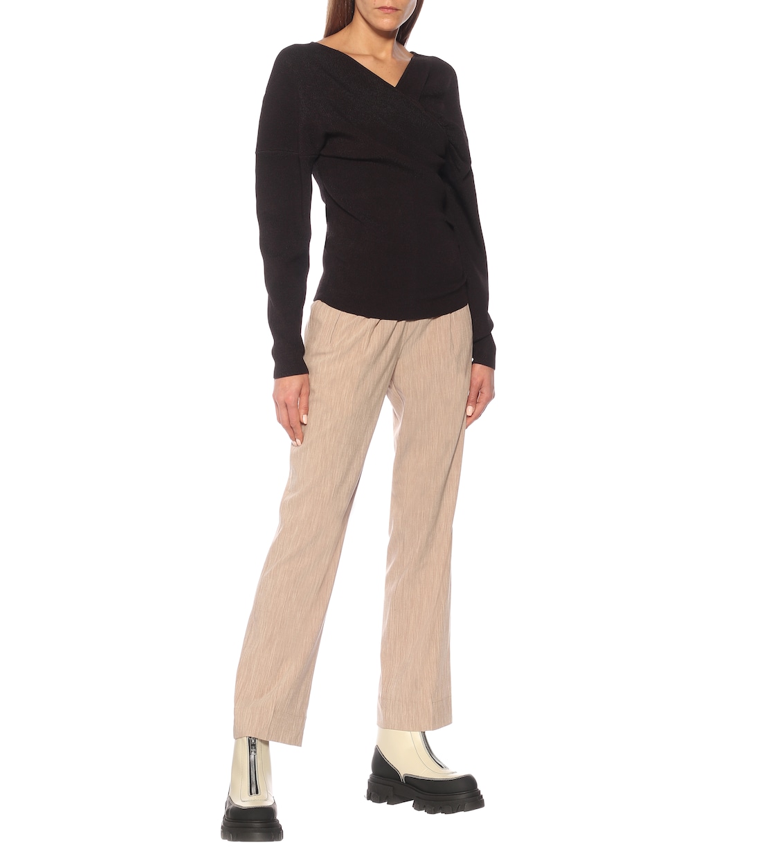Mélange knit wrap top | Ganni